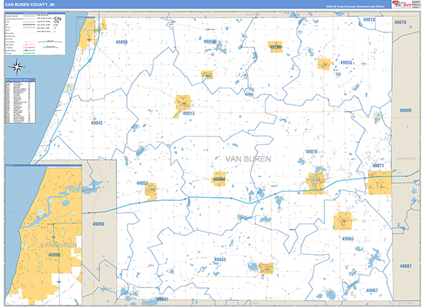 Van Buren County, MI Zip Code Map
